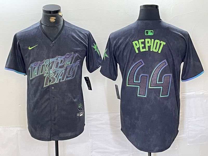 Men Tampa Bay Rays 44 Pepiot Black City Edition Nike 2024 MLB Jersey style 1